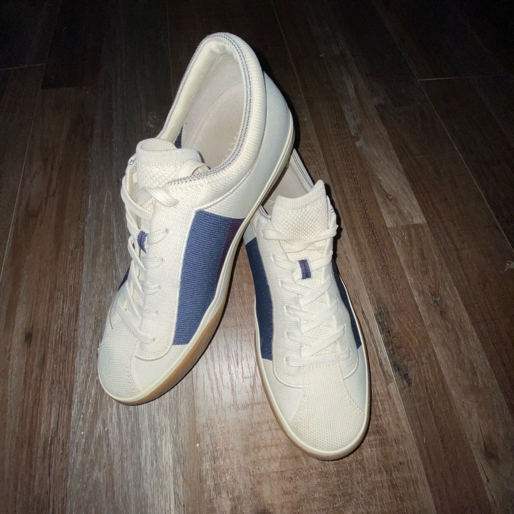 Rothy’s BlackBerry Block Lace Ups Lace Up Sneakers Off-White Blue Purple 9 - Picture 3 of 10